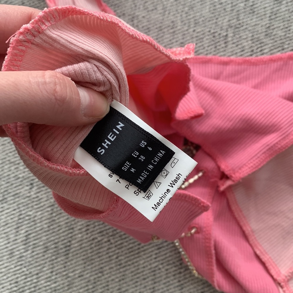 Pink Rhinestone Lace Up Crop Tank - Picture 4 of 4